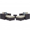 Modway Convene 5 Piece Outdoor Patio Sectional Set - Espresso Beige - Set in Front Angle