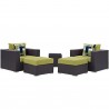 Modway Convene 5 Piece Outdoor Patio Sectional Set in Espresso Peridot - Set in Front Side Angle