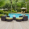 Modway Convene 5 Piece Outdoor Patio Sectional Set in Espresso Peridot - Lifestyle