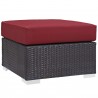 Modway Convene 5 Piece Outdoor Patio Sectional Set in Espresso Red - Ottoman in Front Side Angle