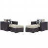 Modway Convene 4 Piece Outdoor Patio Sectional Set - Espresso Beige - Set in Front Angle