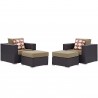 Modway Convene 4 Piece Outdoor Patio Sectional Set in Espresso Mocha - Set in Front Side Angle