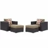Modway Convene 4 Piece Outdoor Patio Sectional Set in Espresso Mocha - Set in Front Side Angle - Modway Convene 4 Piece Outdoor Patio Sectional Set in Espresso Mocha - Set in Front Side Angle