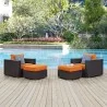 Modway Convene 4 Piece Outdoor Patio Sectional Set in Espresso Orange - Lifestyle - Modway Convene 4 Piece Outdoor Patio Sectional Set in Espresso Orange - Lifestyle