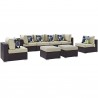 Modway Convene 8 Piece Outdoor Patio Sectional Set - Espresso Beige - Set in Front Side Angle