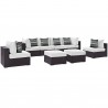 Modway Convene 8 Piece Outdoor Patio Sectional Set in Espresso White - Lifestyle