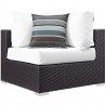 Modway Convene 8 Piece Outdoor Patio Sectional Set in Espresso White - Corner Chair in Front Angle