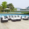 Modway Convene 8 Piece Outdoor Patio Sectional Set in Espresso White - Lifestyle