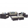 Modway Convene 8 Piece Outdoor Patio Sectional Set - Espresso Beige - Set in Front Angle
