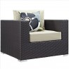 Modway Convene 9 Piece Outdoor Patio Sectional Set - Espresso Beige - Armchair in Front Side Angle