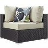 Modway Convene 9 Piece Outdoor Patio Sectional Set - Espresso Beige - Corner Chair in Front Angle