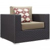 Modway Convene 9 Piece Outdoor Patio Sectional Set - Espresso Mocha - Armchair in Front Side Angle