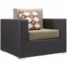 Modway Convene 9 Piece Outdoor Patio Sectional Set - Espresso Mocha - Armchair in Front Side Angle - Modway Convene 9 Piece Outdoor Patio Sectional Set - Espresso Mocha - Armchair in Front Side Angle