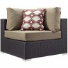 Modway Convene 9 Piece Outdoor Patio Sectional Set - Espresso Mocha - Corner Chair in Front Side Angle