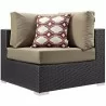 Modway Convene 9 Piece Outdoor Patio Sectional Set - Espresso Mocha - Corner Chair in Front Side Angle - Modway Convene 9 Piece Outdoor Patio Sectional Set - Espresso Mocha - Corner Chair in Front Side Angle