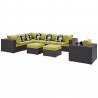 Modway Convene 9 Piece Outdoor Patio Sectional Set - Espresso Peridot - Set in Front Side Angle