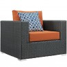 Modway Sojourn 10 Piece Outdoor Patio Sunbrella® Sectional Set - Canvas Tuscan - ArmChair in Front Side Angle