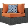 Modway Sojourn 10 Piece Outdoor Patio Sunbrella® Sectional Set - Canvas Tuscan - Corner Chair in Front Side Angle