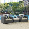 Modway Sojourn 3 Piece Outdoor Patio Sunbrella® Sectional Set in Canvas Antique Beige - Lifestyle