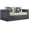 Modway Summon 8 Piece Outdoor Patio Sunbrella® Sectional Set - Canvas Antique Beige - Loveseat in Front Side Angle