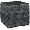 Modway Summon 8 Piece Outdoor Patio Sunbrella® Sectional Set - Canvas Antique Beige - Side Table in Front Side Angle