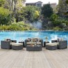 Modway Summon 8 Piece Outdoor Patio Sunbrella® Sectional Set - Canvas Antique Beige - Lifestyle