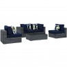 Modway Summon 5 Piece Outdoor Patio Sunbrella® Sectional Set - Canvas Navy - Set in Front Side Angle