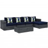 Modway Summon 5 Piece Outdoor Patio Sunbrella® Sectional Set - Canvas Navy - Set in Front Side Angle