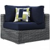 Modway Summon 5 Piece Outdoor Patio Sunbrella® Sectional Set - Canvas Navy - Corner Chair in Front Angle