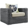 Modway Summon 10 Piece Outdoor Patio Sunbrella® Sectional Set - Canvas Antique Beige - Armchair in Front Side Angle