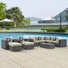 Modway Summon 10 Piece Outdoor Patio Sunbrella® Sectional Set - Canvas Antique Beige - Lifestyle