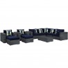 Modway Summon 10 Piece Outdoor Patio Sunbrella® Sectional Set - Canvas Navy - Set in Front Angle