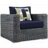 Modway Summon 10 Piece Outdoor Patio Sunbrella® Sectional Set - Canvas Navy - ArmChair in Front Side Angle