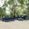 Modway Summon 10 Piece Outdoor Patio Sunbrella® Sectional Set - Canvas Navy - Lifestyle