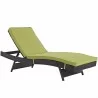 Modway Convene Chaise Outdoor Patio in Espresso Peridot - Set of Four - Reclined in Front Side Angle - Modway Convene Chaise Outdoor Patio in Espresso Peridot - Set of Four - Reclined in Front Side Angle