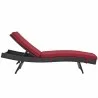 Modway Convene Chaise Outdoor Patio in Espresso Red - Set of Four - Reclined in Front Angle - Modway Convene Chaise Outdoor Patio in Espresso Red - Set of Four - Reclined in Front Angle