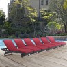 Modway Convene Chaise Outdoor Patio in Espresso Red - Set of Six - Lifestyle