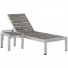 Modway Shore 2 Piece Outdoor Patio Aluminum Set - Silver Gray - Reclined in Front Side Angle