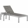 Modway Shore 2 Piece Outdoor Patio Aluminum Set - Silver Gray - Reclined in Front Side Angle - Modway Shore 2 Piece Outdoor Patio Aluminum Set - Silver Gray - Reclined in Front Side Angle