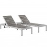 Modway Shore 3 Piece Outdoor Patio Aluminum Set - Silver Gray - Set in Front Side Angle
