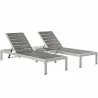 Modway Shore 3 Piece Outdoor Patio Aluminum Set - Silver Gray - Set in Front Side Angle - Modway Shore 3 Piece Outdoor Patio Aluminum Set - Silver Gray - Set in Front Side Angle