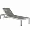 Modway Shore 3 Piece Outdoor Patio Aluminum Set - Silver Gray - Chaise Lounge in Front Side Angle - Modway Shore 3 Piece Outdoor Patio Aluminum Set - Silver Gray - Chaise Lounge in Front Side Angle