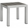 Modway Shore 3 Piece Outdoor Patio Aluminum Set - Silver Gray - Table in Front Side Angle