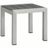 Modway Shore 3 Piece Outdoor Patio Aluminum Set - Silver Gray - Table in Front Side Angle - Modway Shore 3 Piece Outdoor Patio Aluminum Set - Silver Gray - Table in Front Side Angle