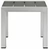 Modway Shore 3 Piece Outdoor Patio Aluminum Set - Silver Gray - Table in Front Angle - Modway Shore 3 Piece Outdoor Patio Aluminum Set - Silver Gray - Table in Front Angle