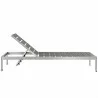 Modway Shore Chaise Outdoor Patio Aluminum in Silver Gray - Set of Four - Reclined in Front Angle - Modway Shore Chaise Outdoor Patio Aluminum in Silver Gray - Set of Four - Reclined in Front Angle