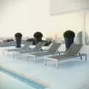Modway Shore Chaise Outdoor Patio Aluminum in Silver Gray - Set of Four - Lifestyle - Modway Shore Chaise Outdoor Patio Aluminum in Silver Gray - Set of Four - Lifestyle