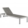 Modway Shore Chaise Outdoor Patio Aluminum in Silver Gray - Set of Six - Reclined Front Side Angle
