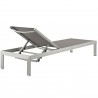 Modway Shore 2 Piece Outdoor Patio Aluminum Set - Silver Gray - Reclined Chaise in Back Side Angle
