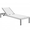 Modway Shore 2 Piece Outdoor Patio Aluminum Set in Silver White - Chaise Reclined in Front Side Angle